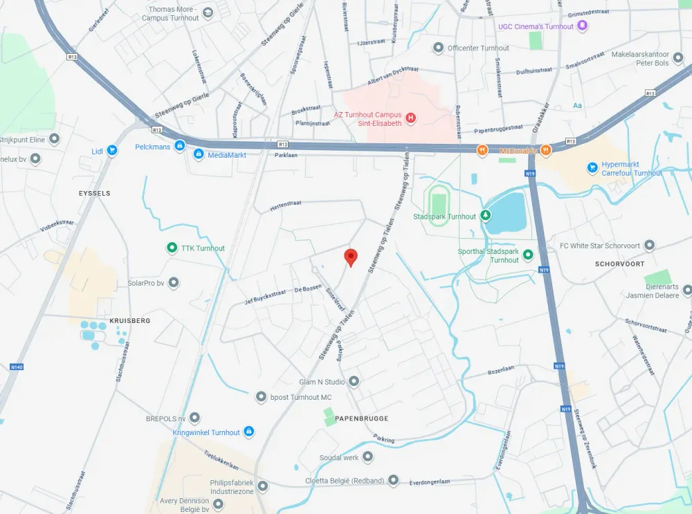 Locatie van RS Tuinwerken in Turnhout, Korhaanstraat 19